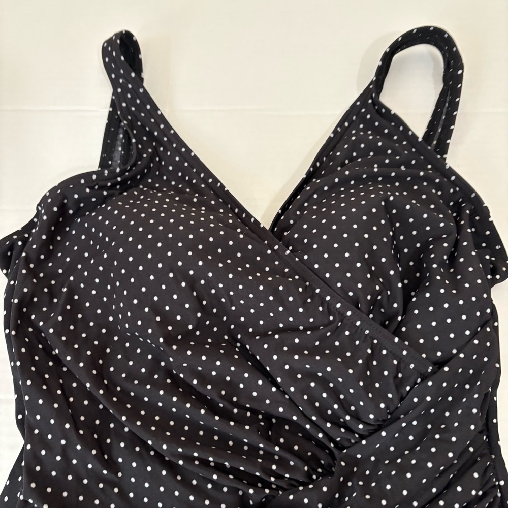 MIRACLESUIT Black with White Polkadots One Piece Swimsuit - Picture 3 of 7